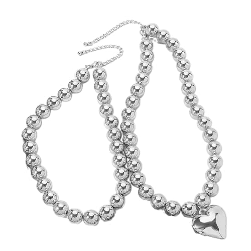 BABYVIVA Halsketten für Frauen, Set mit 2 Herz-Perlen-Halsketten, stilvolle Charm-Halskette, vielseitiger Perlenschmuck, verstellbare Länge, Halskette für den täglichen Gebrauch, As shown in the von BABYVIVA