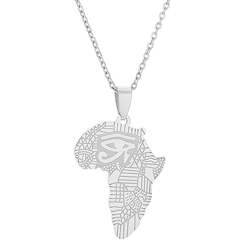 BABYVIVA Halsketten für Frauen, afrikanische Karte, Sahara-Auge, verstellbare Halskette, einzigartiger ethnischer Stil, Halsbekleidung, stilvoller Schmuck für Männer und Frauen, 45+5cm pendant von BABYVIVA