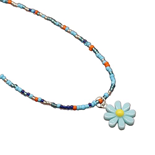 BABYVIVA Halsketten für Frauen, böhmische Perlen-Halskette, Sommer-Reisperlen-Blumen-Halskette, Hawaii-Strand-Halskette, Schmuck, geeignet für Damen und Mädchen, 30+5cm, Harz von BABYVIVA