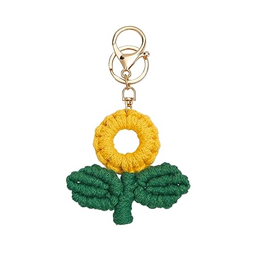 BABYVIVA Halsketten für Frauen, bunte, handgefertigte Dopamin-Sonnenblumen-Halskette, Sonnenblumen-Anhänger, Halskette/modischer Schlüsselanhänger, Geschenk für Frauen und Mädchen, 13 cm, Baumwolle von BABYVIVA