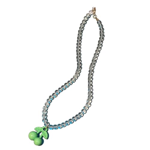 BABYVIVA Halsketten für Frauen, bunte Glasperlen-Halskette für Frauen, einzigartiger Kirsch-Anhänger, Schlüsselbeinkette, süße Dopamin-Halskette, Schmuck-Ornament, As shown in the figure, Glas + Acryl von BABYVIVA