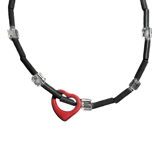 BABYVIVA Halsketten für Frauen, bunte Perlen-Herz-Halskette, Perlen, Armband, Legierungsmaterial, Herz-Perlenschmuck, perfektes Geschenk für Mode-Enthusiasten, 40 cm, Kunstharz-Legierung von BABYVIVA