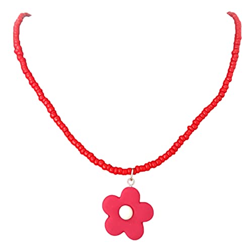 BABYVIVA Halsketten für Frauen, bunte Rocailles, farbige Blumen-Choker-Halskette, verstellbare Kette für Frauen und Mädchen, niedlicher handgefertigter Boho-Schmuck, About 50cm in length, von BABYVIVA