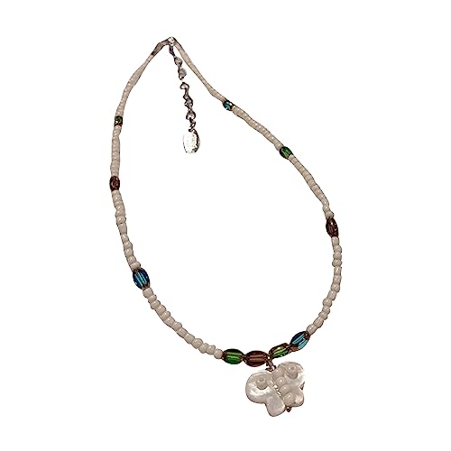 BABYVIVA Halsketten für Frauen, bunte Samen-Perlen, Schmetterlings-Anhänger, Choker-Halskette, verstellbar, süße Schlüsselbeinkette für Frauen und Mädchen, handgefertigter Schmuck, As shown in the von BABYVIVA