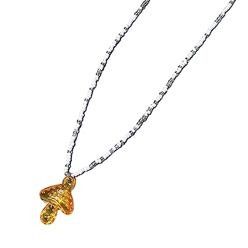BABYVIVA Halsketten für Frauen, bunte Samen-Perlen, klare Pilz-Halskette, verstellbare Kette für Frauen und Mädchen, niedlicher handgefertigter Schmuck, 40 cm, Harz von BABYVIVA