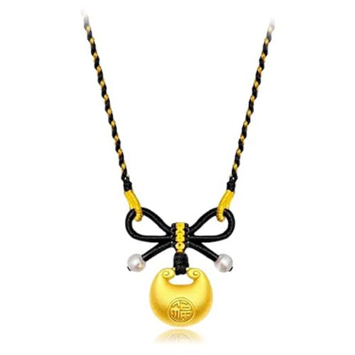 BABYVIVA Halsketten für Frauen, chinesische Fu-Segen-Halskette, süße Schleifen-Anhänger, Halsketten für Damen und Herren, Glücksbringer, Schlüsselbein-Kette, About 40cm, Metall von BABYVIVA