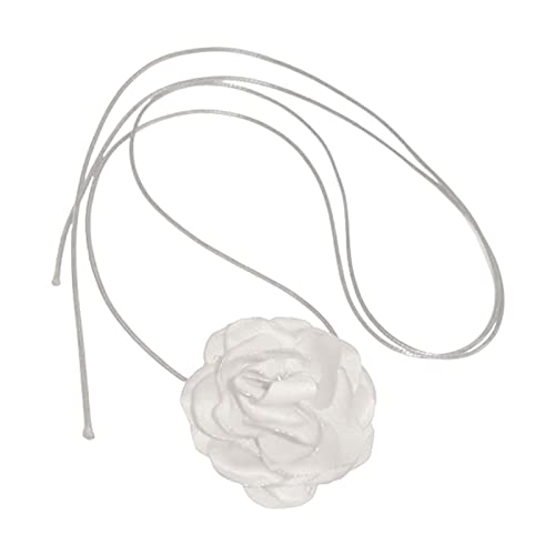 BABYVIVA Halsketten für Frauen, einfache Stoff-Blume, langes Band, Halsband, Schlüsselbeinkette, Choker, Party-Geschenk, Stoffblumenketten, As shown in the figure, Stoff von BABYVIVA