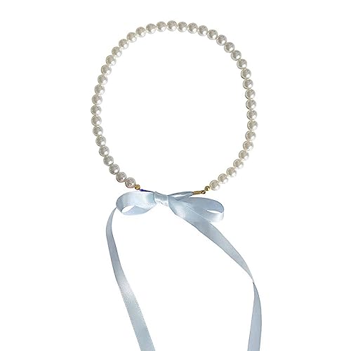 BABYVIVA Halsketten für Frauen, elegante Schleife, Choker, Imitationsperlen Halskette, Damenschmuck, Y2K, Mode-Accessoires, perfekt für Hochzeit, Party, Alltag, The pearl is about 30cm long, von BABYVIVA