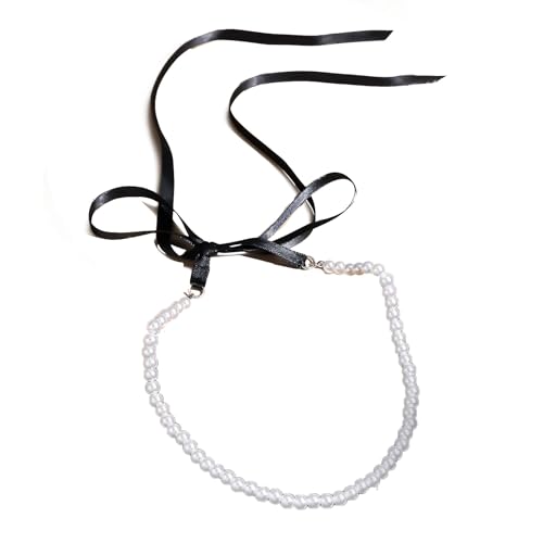 BABYVIVA Halsketten für Frauen, elegante Schleife, Choker-Halskette für Damen, Imitationsperle, Schlüsselbeinkette, Hochzeit, Halsschmuck, Zubehör für den täglichen Gebrauch, As shown in the figure, von BABYVIVA