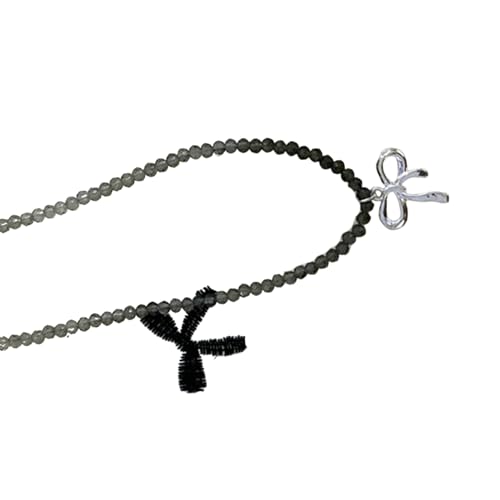 BABYVIVA Halsketten für Frauen, elegante Schleife, modische Halsband-Halskette, Schlüsselbein-Kette, Perlen-Choker, Statement-Schmuck für Hochzeit, Party, 40+5CM, Metall von BABYVIVA