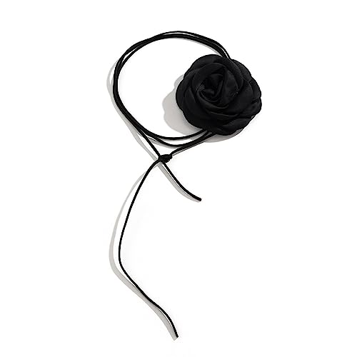 BABYVIVA Halsketten für Frauen, elegante Stoff-Blumenband-Halskette, langer Strang, Schlüsselbeinkette, Stoffmaterial für Hochzeit, Party, Alltag, Flowers 9cm, Stoff von BABYVIVA