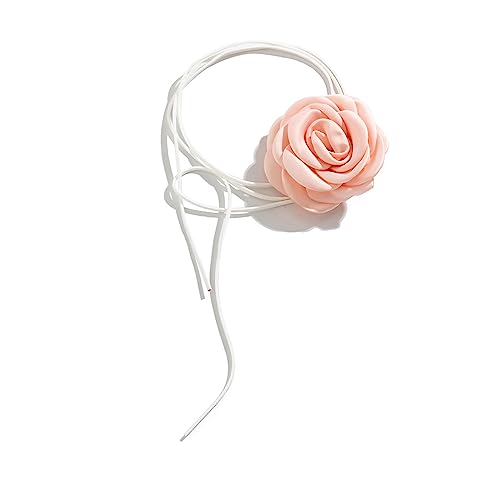 BABYVIVA Halsketten für Frauen, elegante Stoff-Blumenband-Halskette, langer Strang, Schlüsselbeinkette, Stoffmaterial für Hochzeit, Party, Alltag, Flowers 9cm, Stoff von BABYVIVA