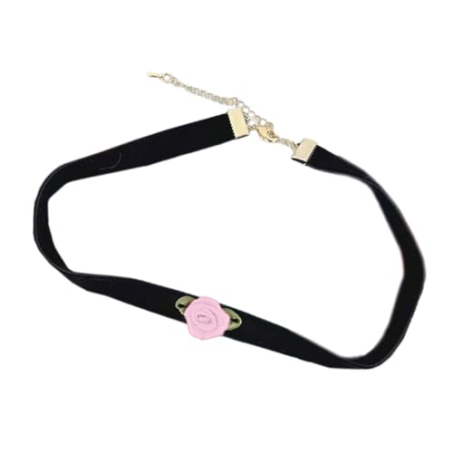 BABYVIVA Halsketten für Frauen, elegante schwarze Samt-Rosen-Blumen-Choker-Halskette für Frauen, Vintage-Schlüsselbeinkette, koreanisches Halsband, Schmuckzubehör, 29 cm, Velours von BABYVIVA