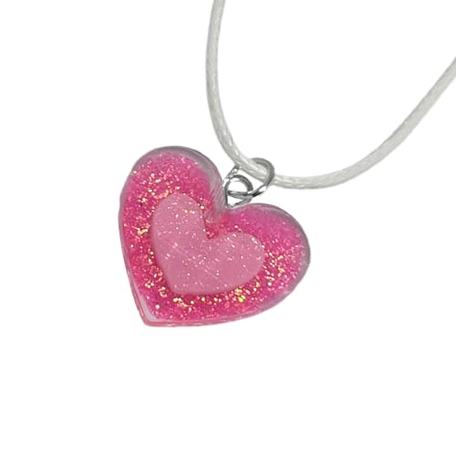 BABYVIVA Halsketten für Frauen, exquisite Herz-Halskette für Frauen, verstellbare Kette, Y2K, Hip Hop, rosa Herz-Anhänger, Choker, Schmuck, Urlaub, Sommer, Choker, 45+5cm pendant 2.3*2cm, Harz + von BABYVIVA