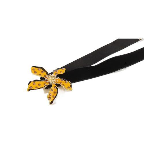 BABYVIVA Halsketten für Frauen, gepunktete Blumen-Choker-Halskette, Öltropfen-Effekt, Blumen-Charm-Halskette, verstellbares Schlüsselbeinkette, Modeschmuck, As shown in the figure, Beflocktes Tuch + von BABYVIVA