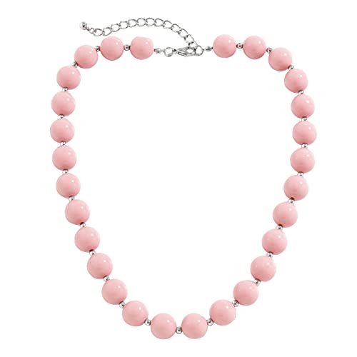 BABYVIVA Halsketten für Frauen, handgefertigte rosa Acryl-Perlen, einfache Halsband-Halskette, Schlüsselbein-Kette, Choker-Halskette, Party-Schmuck für Damen und Herren, 45+7cm, Acryl von BABYVIVA