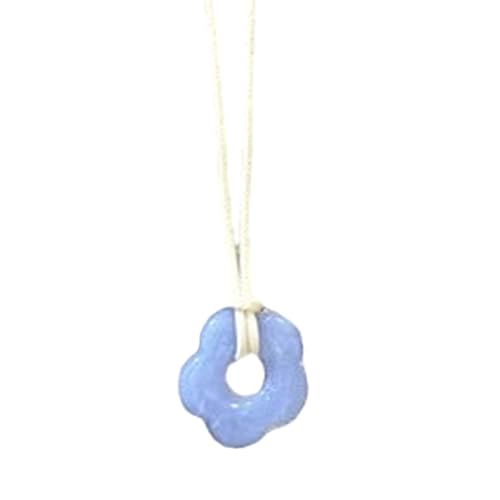 BABYVIVA Halsketten für Frauen, hellblaue Acryl-Blumen-Anhänger-Halskette, minimalistischer Blumen-Charm-Halskette, zarter Statement-Schmuck für Valentinstag, 27mm, Acryl von BABYVIVA