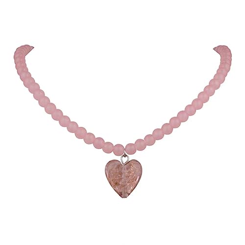 BABYVIVA Halsketten für Frauen, herzförmiger Anhänger, Halskette, trendig, Perlen-Halskette, Modeschmuck, Statement-Choker-Kette für Frauen und Mädchen, 40 cm, Perlen/Perlen von BABYVIVA