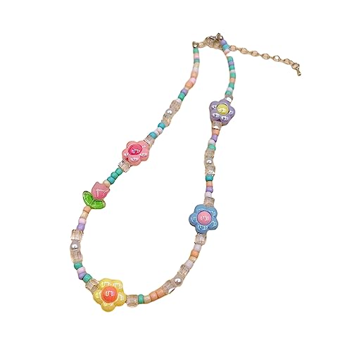 BABYVIVA Halsketten für Frauen, koreanische bunte Rocailles-Kette, Choker-Halskette, Armbänder für Frauen, Barockblumen-Perlen-Halskette, böhmischer Schmuck, 38 cm, Künstlicher Kristall von BABYVIVA