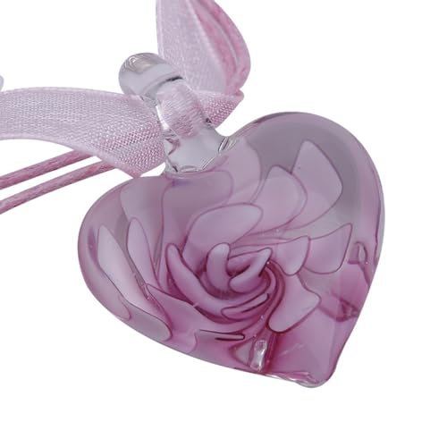 BABYVIVA Halsketten für Frauen, modische Glas-Herz-Anhänger, Halskette, elegante Rosen-Blumen-Halsband, Halsband, Temperament-Halsketten, Halsband, Valentinstag, Pendant 2.8*2.8cm, Glas/Glas von BABYVIVA