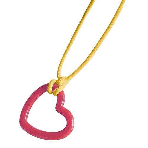 BABYVIVA Halsketten für Frauen, modische Halskette mit hohlem Herz-Anhänger aus Kunstharz, schlichtes Halsband, buntes Seil, einzigartiger Schlüsselbein-Kettenschmuck, As shown in the figure, Seil aus von BABYVIVA