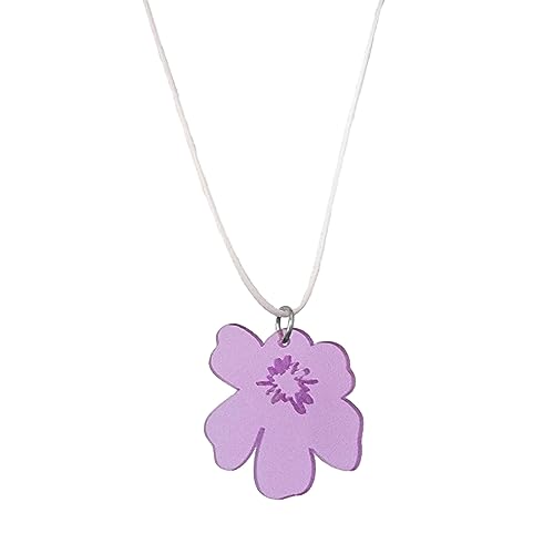 BABYVIVA Halsketten für Frauen, modische Halskette mit unregelmäßigem Blumenanhänger, süßer Choker, einfacher Charm, Halskette, Schnürung, Schlüsselbeinkette, Partyschmuck, Pendant 30mm, Acryl von BABYVIVA