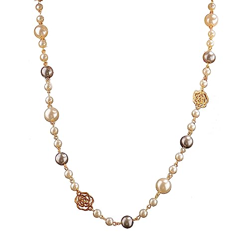 BABYVIVA Halsketten für Frauen, modische Kamelien-Perlen-Halskette, Damen-Pulloverkette, doppellagig, lange Halskette, Schmuck, Geschenk für Geburtstag oder Feiertage, As shown in the figure, von BABYVIVA