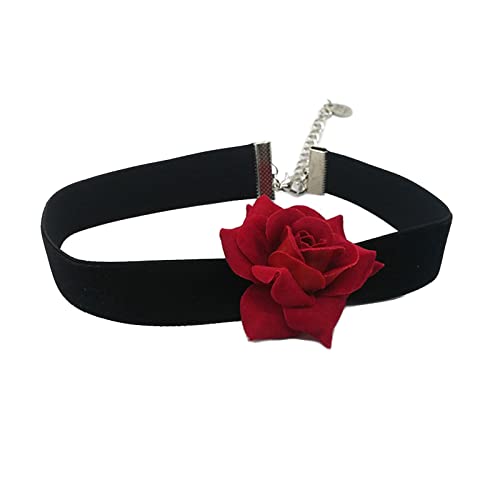 BABYVIVA Halsketten für Frauen, modisches Rosen-Blumenhalsband für Damen, Accessoire, Punk, Gothic, weicher schwarzer Samt, Choker-Halskette, Mädchen-Halsschmuck, Geschenk, As shown in the figure, von BABYVIVA