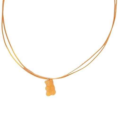 BABYVIVA Halsketten für Frauen, niedliche, doppellagige Bär-Halskette, bezaubernder Harz-Anhänger, Halskette, modischer Halsschmuck, perfektes Geschenk für Frauen und Mädchen, 45 cm, Harz von BABYVIVA