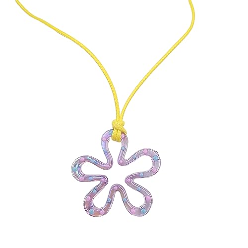 BABYVIVA Halsketten für Frauen, niedlicher Blumenanhänger, Choker, hohle florale Halskette, Acrylmaterial, Must-Have-Zubehör für modebewusste Damen, 44mm, Acryl von BABYVIVA