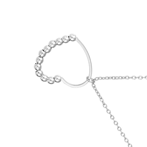 BABYVIVA Halsketten für Frauen, rotierende Perlen, Halskette, Stressabbau, geometrischer Anhänger, Schlüsselbeinkette, Ornament, vielseitiger Choker für Damen und Herren, 45+5cm, Edelstahl von BABYVIVA