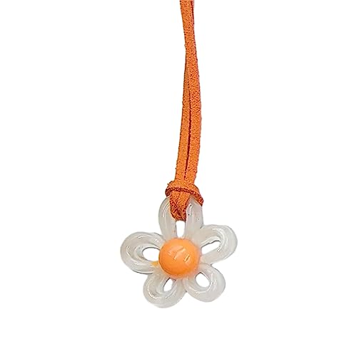 BABYVIVA Halsketten für Frauen, schlichte, unregelmäßige Blumen-Anhänger, modische Halsband-Halskette, Schlüsselbein-Kette, Samt, Seil, Choker, Statement-Schmuck, X2.9 3.1 cm, Harz von BABYVIVA