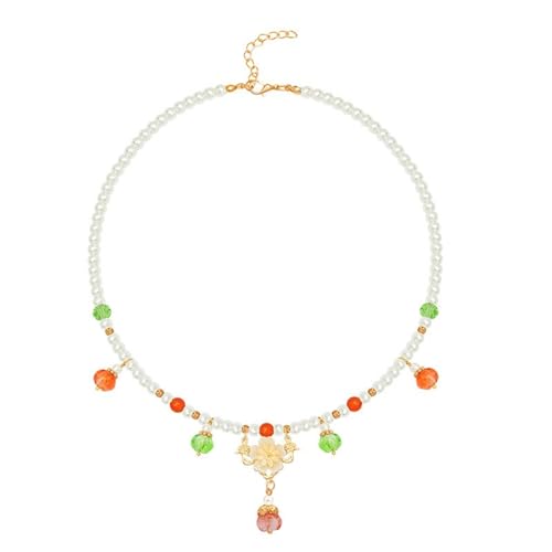 BABYVIVA Halsketten für Frauen, stilvolle kurze Perlen-Halskette, Verzierung, schicke Halskette mit Perlen Fransenanhänger, einzigartige Halsketten für Versammlungen, 42+5cm, Glas von BABYVIVA