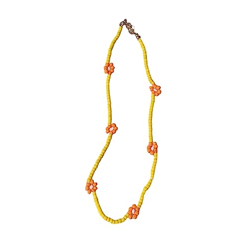 BABYVIVA Halsketten für Frauen, süße Blumen-Choker-Halskette für Frauen und Mädchen, böhmische handgefertigte Perlenketten, lange Kette, Schmuck, Valentinstagsgeschenk, 40 m, Harz von BABYVIVA
