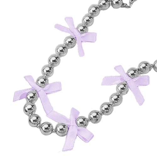 BABYVIVA Halsketten für Frauen, süße Schleifen-Perlen-Halskette, elegante Schleife, CCB-Perlen, Choker-Halsketten für Frauen und Mädchen, Schlüsselbeinkette, Partyschmuck, As shown in the figure, von BABYVIVA