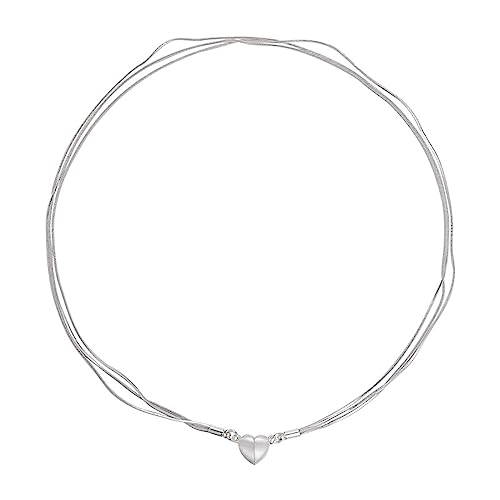 BABYVIVA Halsketten für Frauen, süße und coole Herz-Anhänger, kurze Choker-Halskette für Frauen, magnetisch, mehrschichtig, Schlangenknochenkette, Schmuck, As shown in the figure, Metall von BABYVIVA