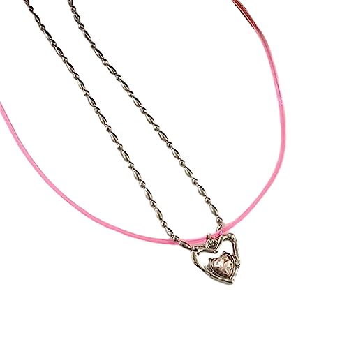 BABYVIVA Halsketten für Frauen, süße und coole doppellagige Halskette für junge Mädchen, zierlicher Herzanhänger, Schlüsselbeinkette, Teenager-Mädchen, Y2k-Schmuck, 38 cm, Metall von BABYVIVA