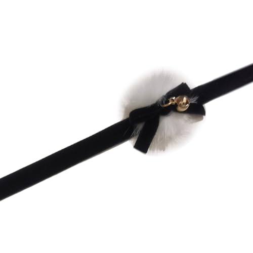 BABYVIVA Halsketten für Frauen, trendiger Punk, Samt, Schleife, Choker, Plüschball, Charm, Halskette für Frauen und Mädchen, Gothic-Schmuck, Neujahr, Weihnachten, 35 cm, Plüsch von BABYVIVA