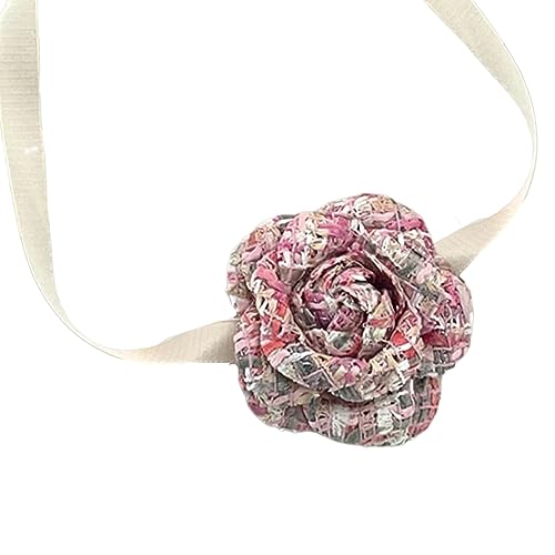 BABYVIVA Halsketten für Frauen, übertriebene Rosen-Blumen-Choker-Halskette für Frauen, verstellbare Kette, große Blume, zum Binden, ästhetischer Partyschmuck, 5,5 cm, 1 Stück von BABYVIVA