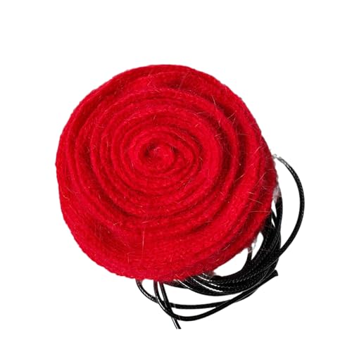 BABYVIVA Halsketten für Frauen, übertriebene gestrickte Wollblumen-Halskette, exquisite Halskette für Frauen, verstellbares Seil, trendiger Schmuckanhänger 2024, 10.5 cm, Wolle von BABYVIVA