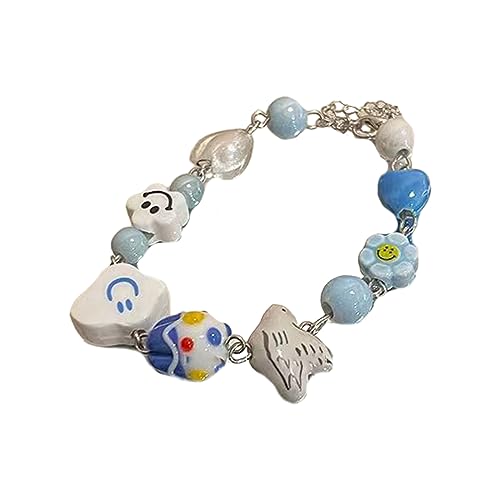 BABYVIVA Halsketten für Frauen, verspielte Keramik-Charm-Armbänder, bunte Perlen, modischer Armreif, Freundschaftsarmbänder, Schmuck für Mädchen, 16+5cm, Keramik von BABYVIVA