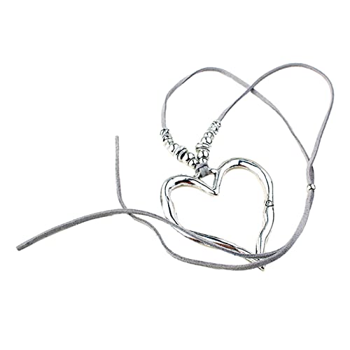 BABYVIVA Halsketten für Frauen, verstellbare Halsketten, Herzanhänger, große hohle Herzanhänger, Schmuck, unregelmäßiger Herzanhänger, Choker für Frauen, 80-85cm approx, Metall von BABYVIVA