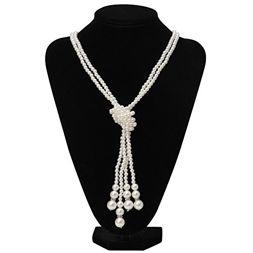 BABYVIVA Halsketten für Frauen, zarte mehrschichtige Perlenquasten-Choker-Halsketten für Frauen, Perlenquaste, Damen, Hochzeit, Party, Choker, tägliches Tragen, empty, Metall von BABYVIVA