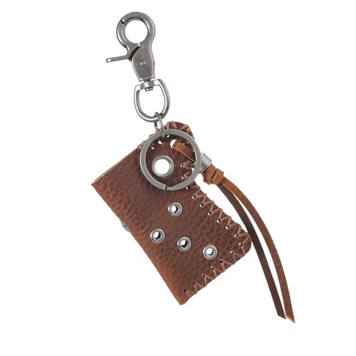 BABYVIVA Handgefertigter Leder Leichter Schlüsselhalter Retro Designs Lederschlüsselkette Mit Schutzheller Für Modeliebhaber von BABYVIVA