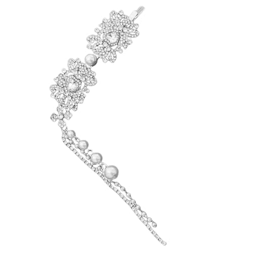 BABYVIVA Luxuriöser Brauthaaraccessoire Anspruchsvolle Silberne Quasten Haarnadel Und Perlenhaarstück Für Partys von BABYVIVA