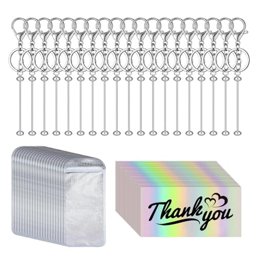BABYVIVA Mehrzweckhandwerk Perlierbarer Schlüsselbund Stick Set Zubehör Zum Erstellen Anpassbarer Schlüsselanhänger Mit Robusten Metallblanks von BABYVIVA