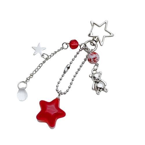 BABYVIVA Mode Stern Und Bärenschlüsselkette Süßer Perlen Charmanhänger Keyring Handgefertigtes Acryllegungs Accessoire Für Taschen Geldbeutel von BABYVIVA