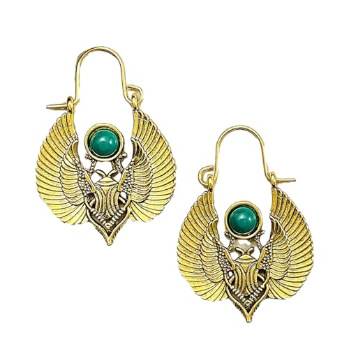 BABYVIVA Ohrring Vintage Ägyptische inspirierte heilige Skarabäus-Ohrringe für Stammes Frauen modisch ägyptisch inspirierte große Ohrhänger Tropfen, See dimensional drawing, Metall von BABYVIVA