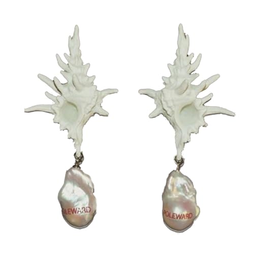 BABYVIVA Ohrringe Knochen Conch Ohrringe Blutmeer Thema Tropfen Ohrringe Perle Anhänger Ohrstecker für Frauen Mädchen Ohrhaken Gothic Stil Schmuck, As shown in the picture, Perlharz von BABYVIVA