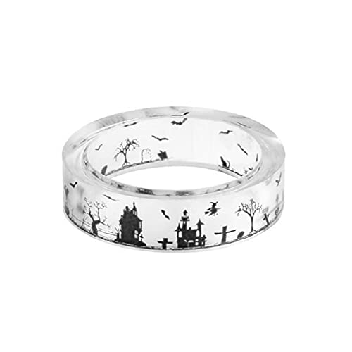 BABYVIVA Ringe für Damen, Kunstharz-Ringe, Halloween, Schloss, Landschaft, Tier, Epoxid-Schmuck, Geschenk für Damen, Herren, Mädchen, Jungen, Teenager, Größe 16 mm - 19 mm, See picture, Harz von BABYVIVA